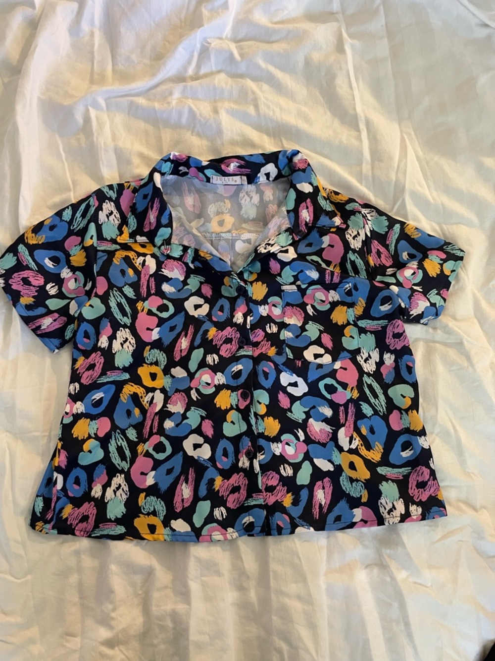 Colorful Abstract Print Button-Up Shirt